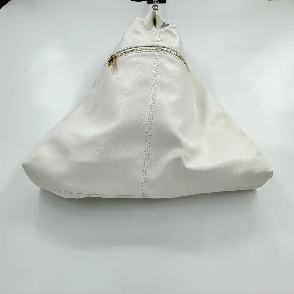 Isabelle NWT Vegan Faux Leather Hobo Shoulder Bag Light Blue/White